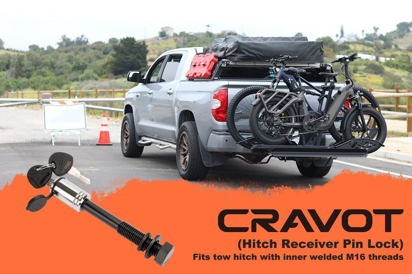 CRAVOT Hitch Receiver Locking Release Pin with M16 Thread, for Bike Rack - Freedom Mobility