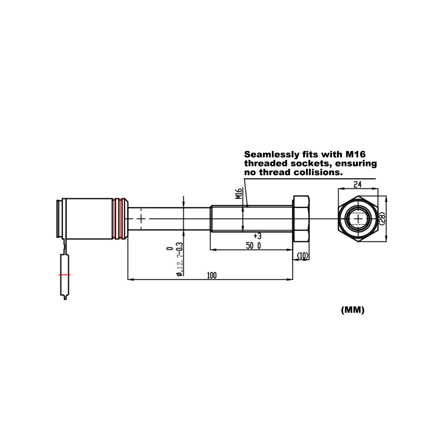 CRAVOT Hitch Receiver Locking Release Pin with M16 Thread, for Bike Rack - Freedom Mobility