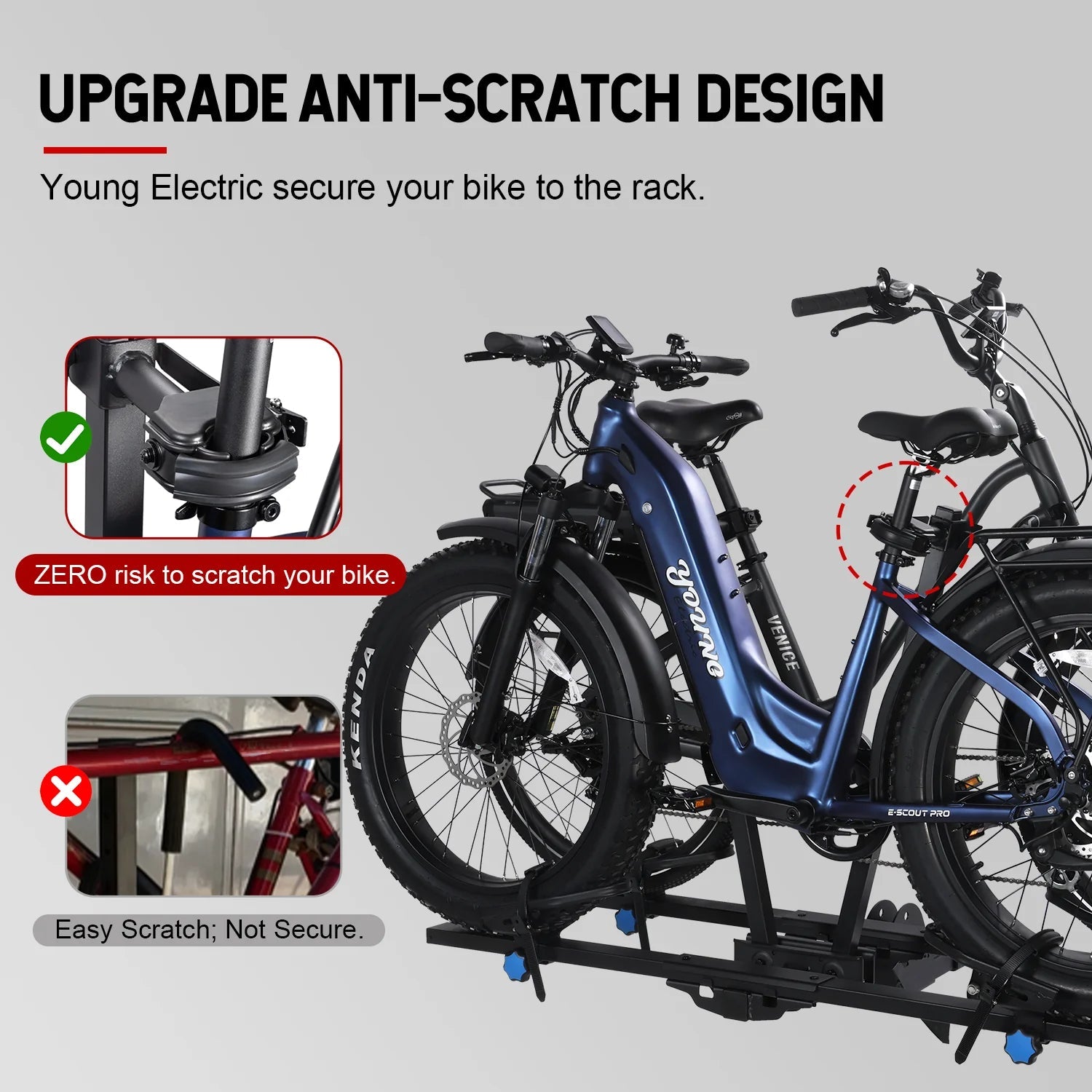 Young Electric FELLOW Foldable Hitch Bike Rack | 2’’ Receiver, 200 LBS Capacity - Freedom Mobility